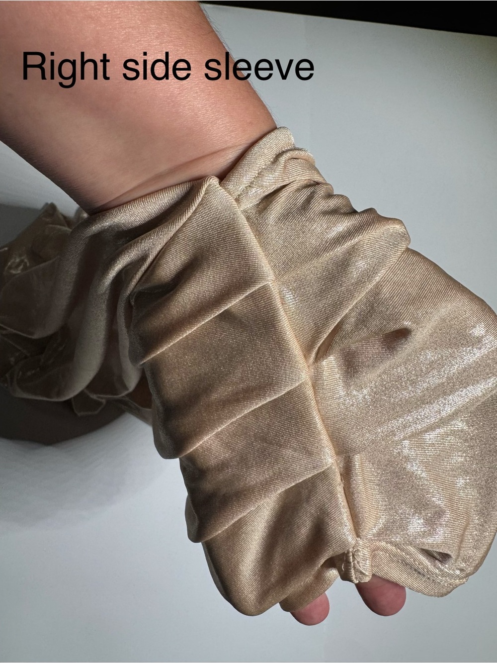 NWT New York & Company metallic gold blouse with a draped scoop neck - Picture 4 of 5